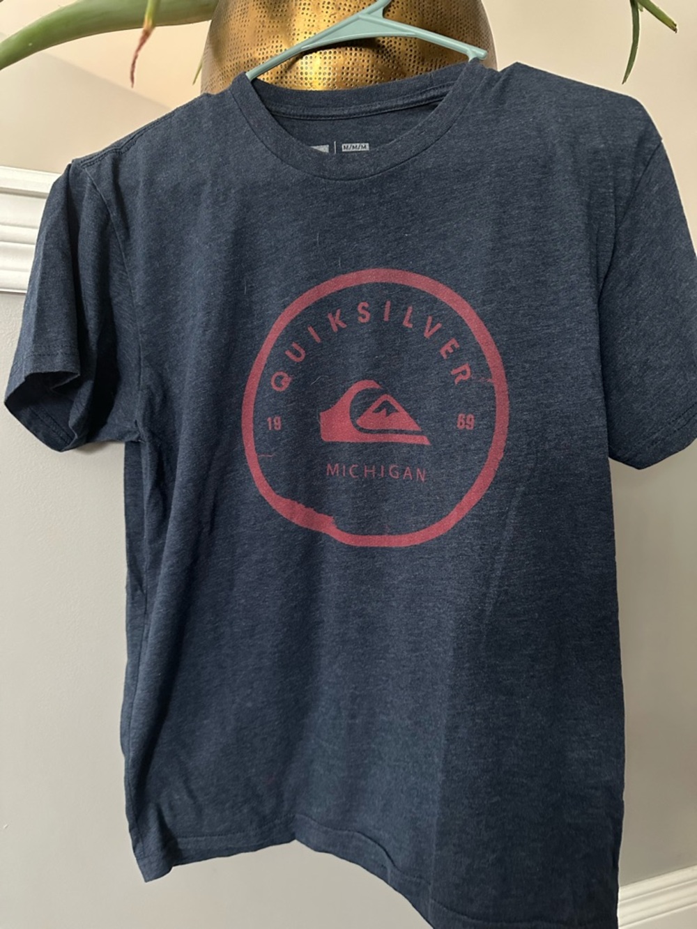 Quiksilver Navy Short-Sleeve Logo Tee with Red Graphic Michigan